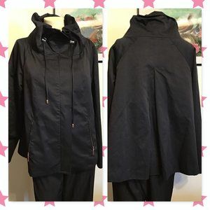 Du Vour Women Windbreaker Black Trench Coat/Jacket